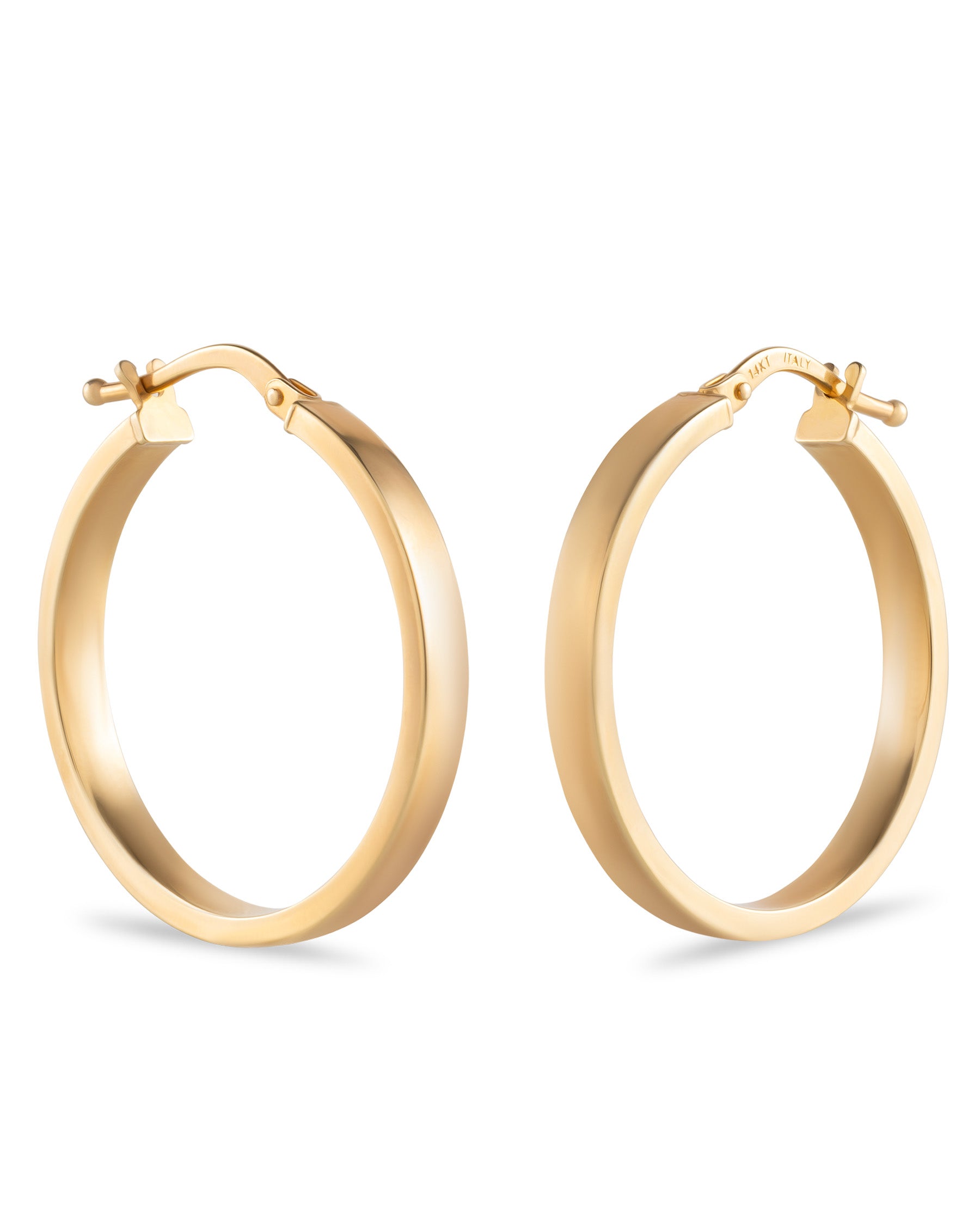 Thick Sleek Gold Earrings in 14K Italian Gold