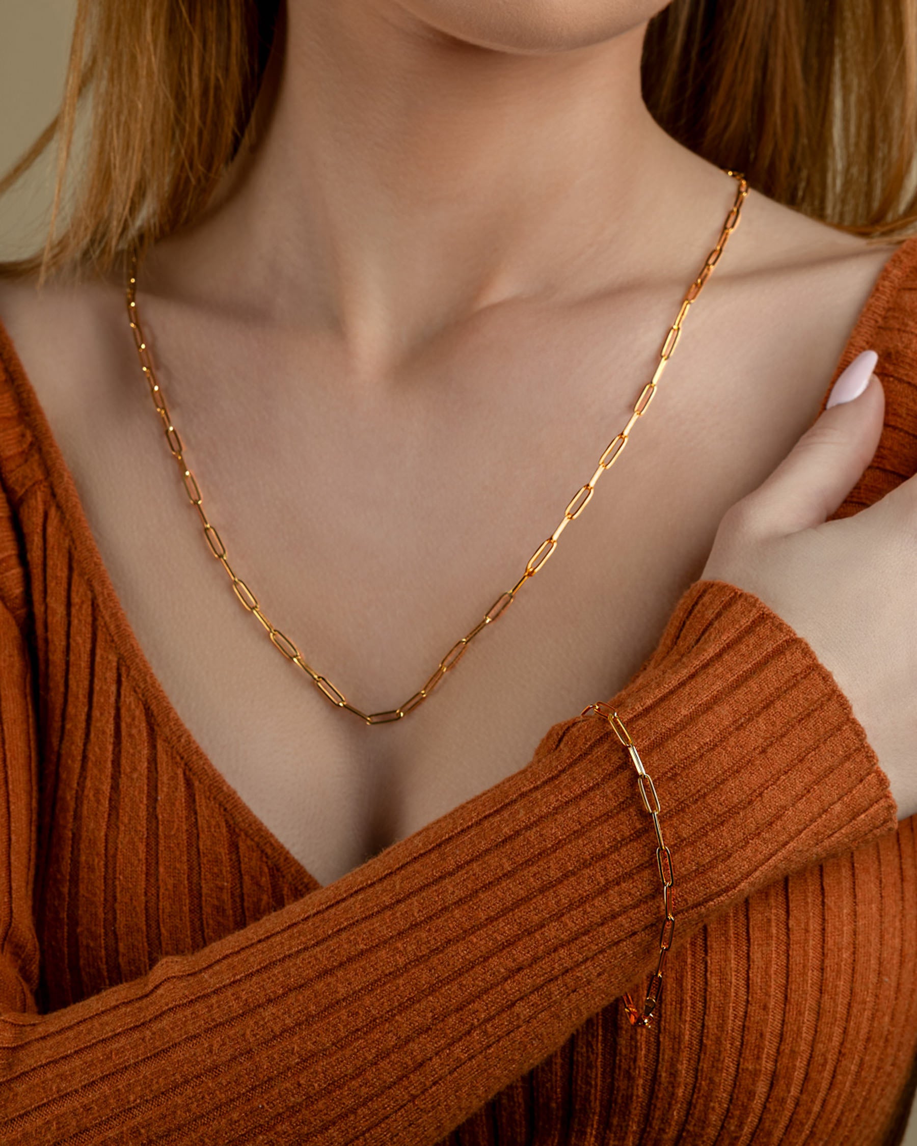 14K Gold Paper Clip Necklace - Modern Elegance by Nalin & Co