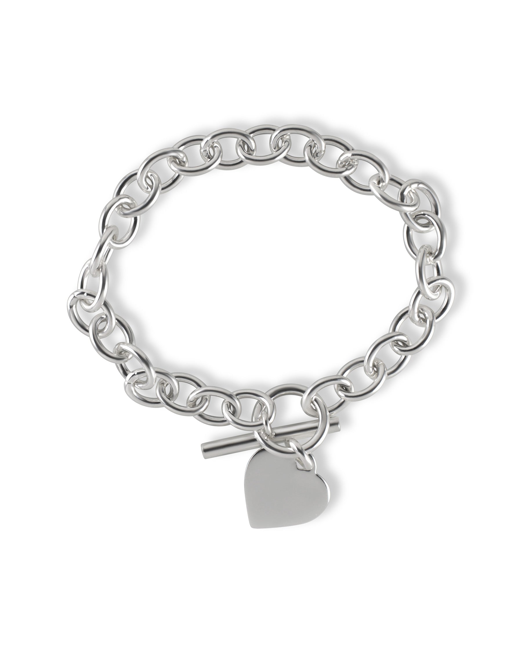Sterling Silver Heart Charm Bracelet – Bold Elegance for Any Outfit