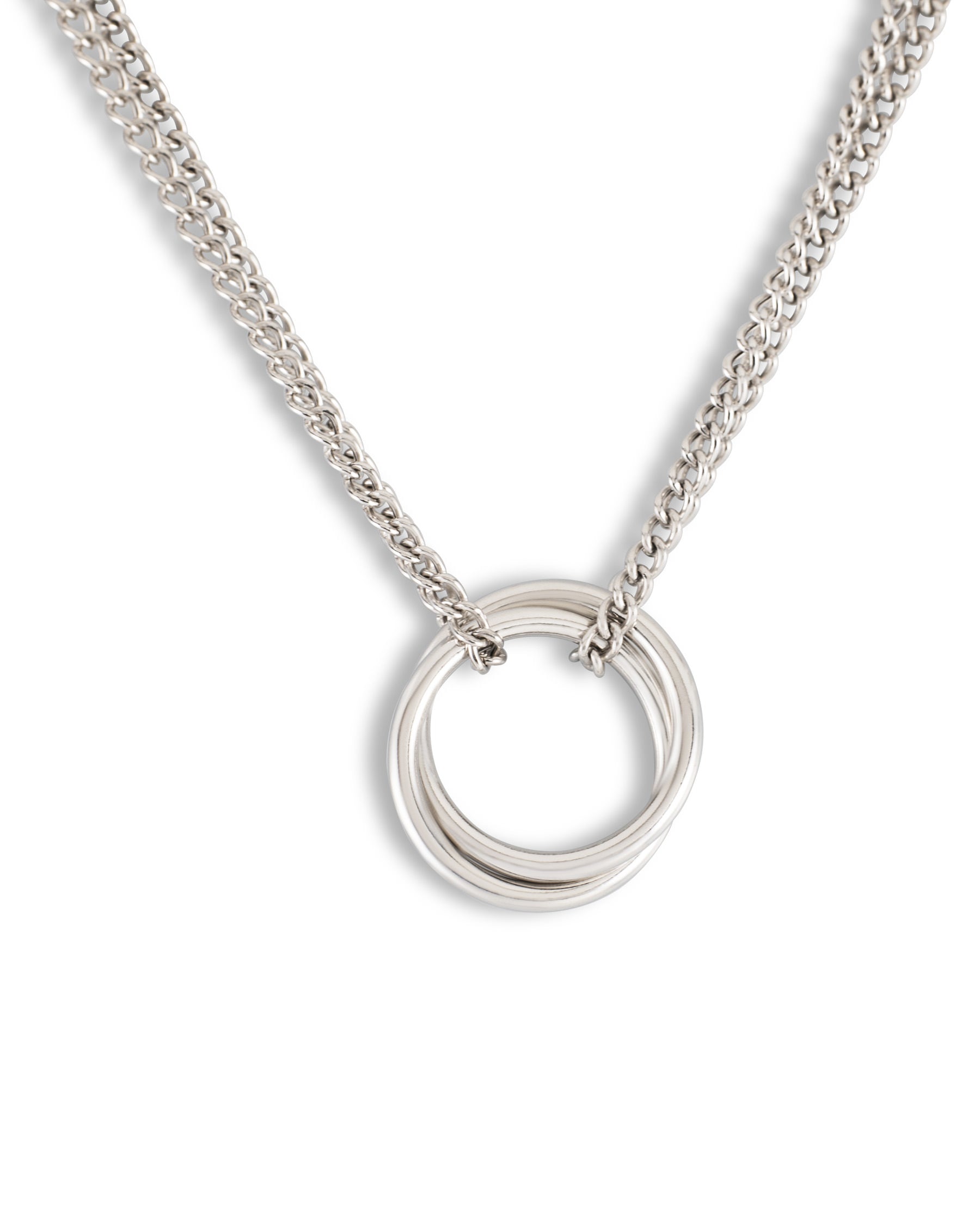 Silver Multi-Strand Circles Necklace – Modern Elegance with Versatile Style