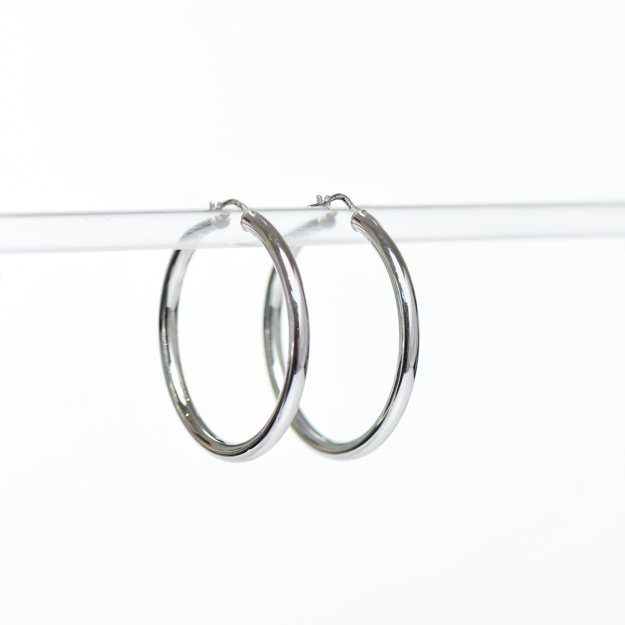 Nalin & Co. White Gold Designer Hoop Earrings