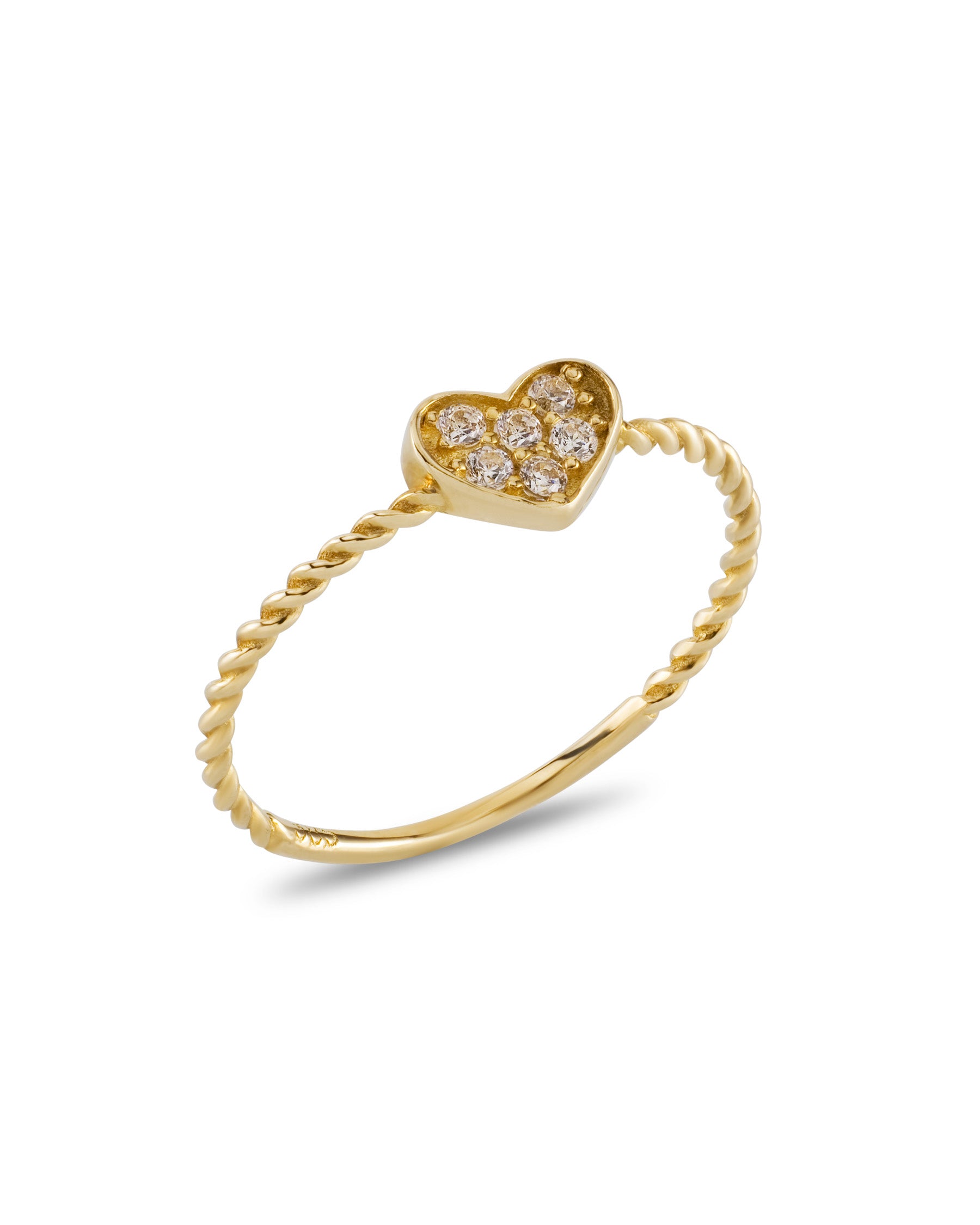 Heartfelt Charm 14K Gold CZ Ring – A Sweet Symbol of Love for $90
