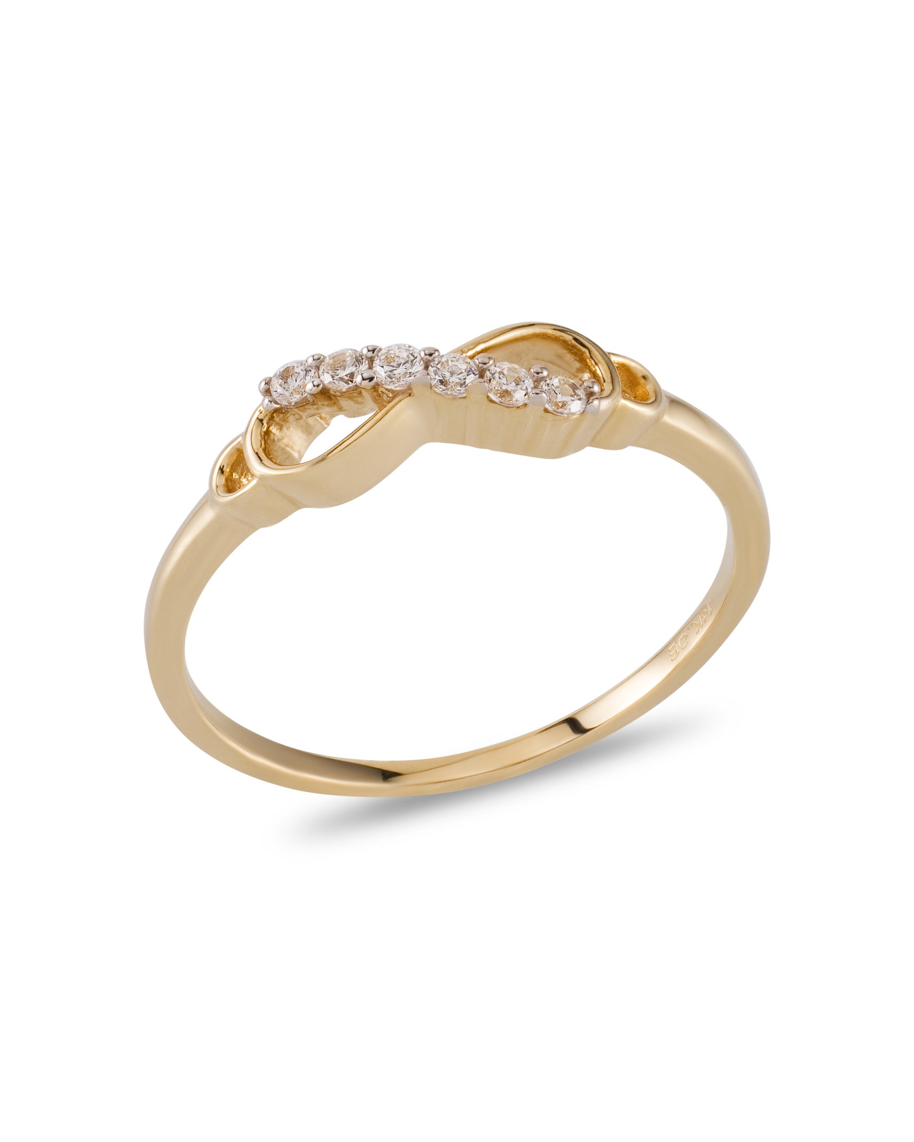 Eternal Glow 14K Gold Infinity CZ Ring – Endless Elegance for $150
