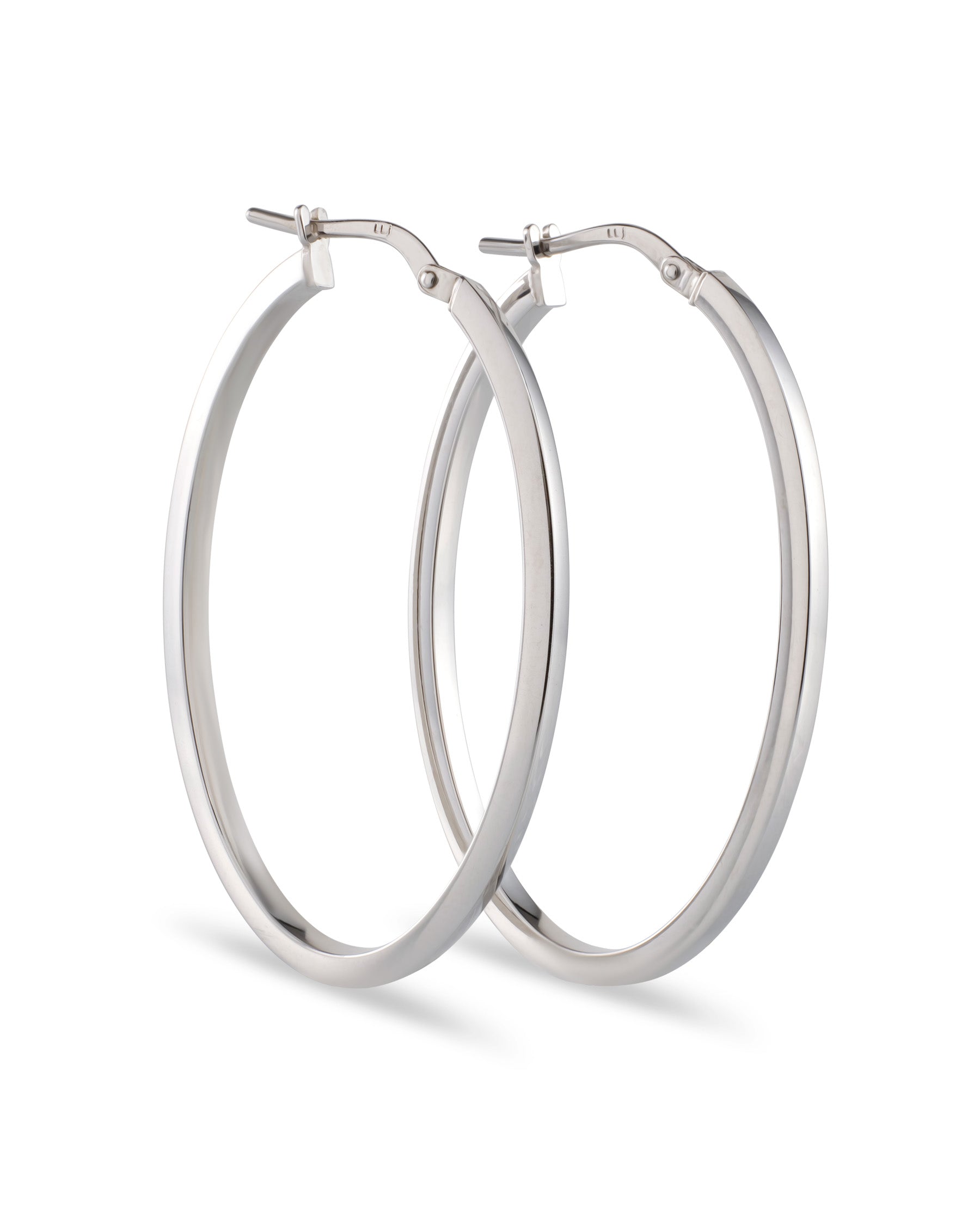 14K White Gold Oval Earrings
