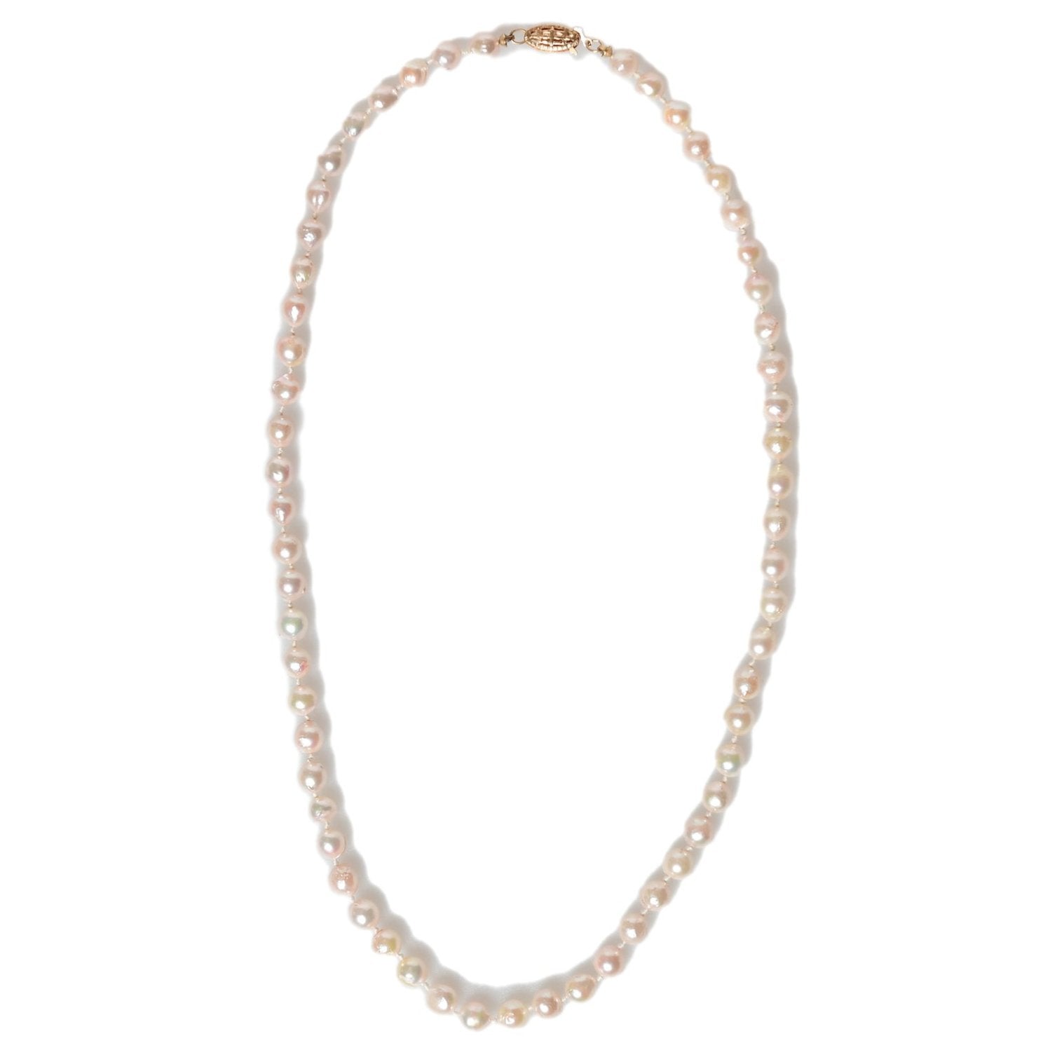 17-Inch Pearl Necklace with Custom 14K Gold Clasp - Elegant Charm by Nalin & Co
