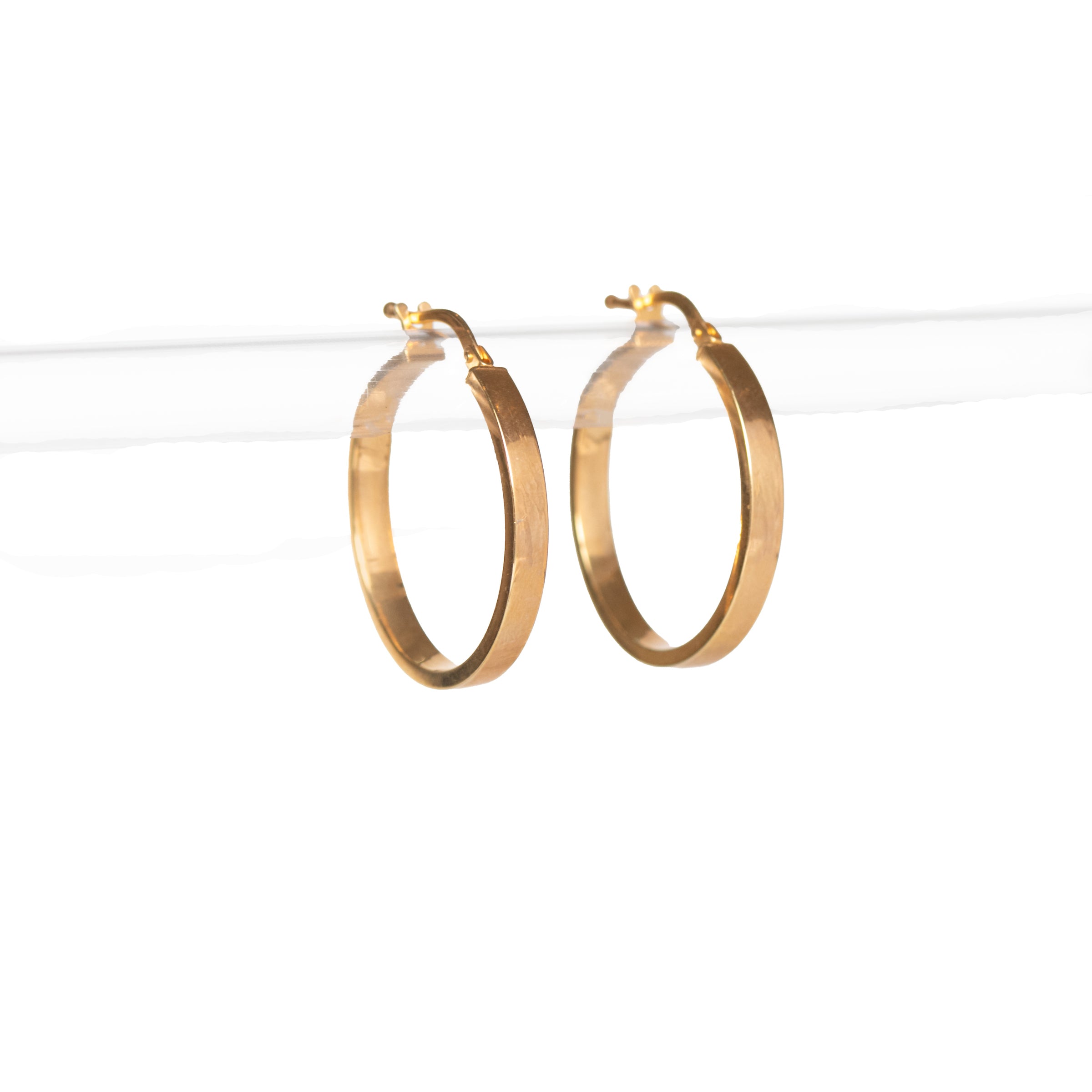 Thick Sleek Gold Earrings in 14K Italian Gold
